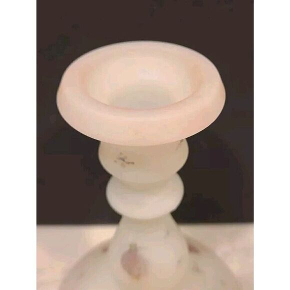 Fenton Glass Berries & Blossoms Candlestick Holder Satin Custard Only (1) 6" - Picture 4 of 11
